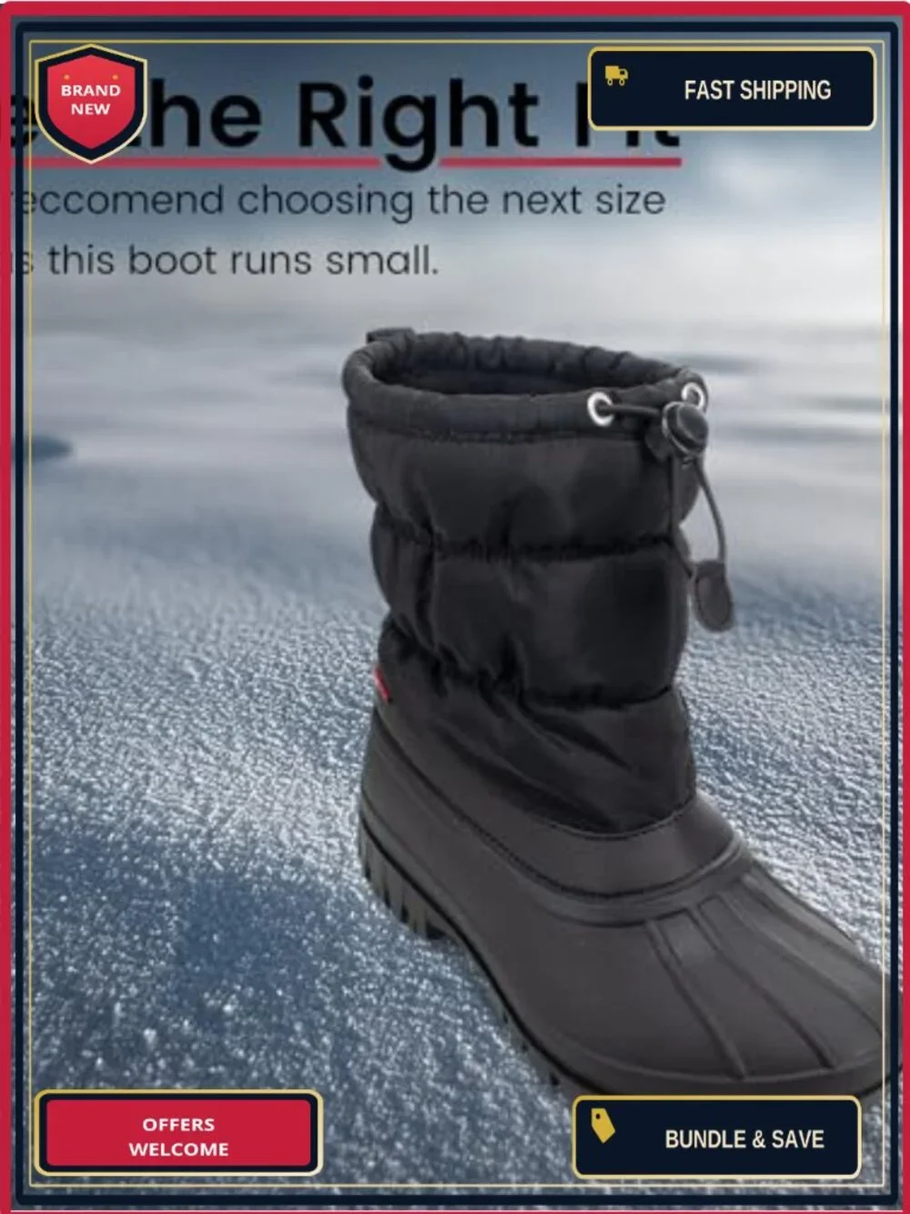 Waterproof Insulated Mid-Calf Winter Snow Boots with Faux Fur Trim Memory Foam